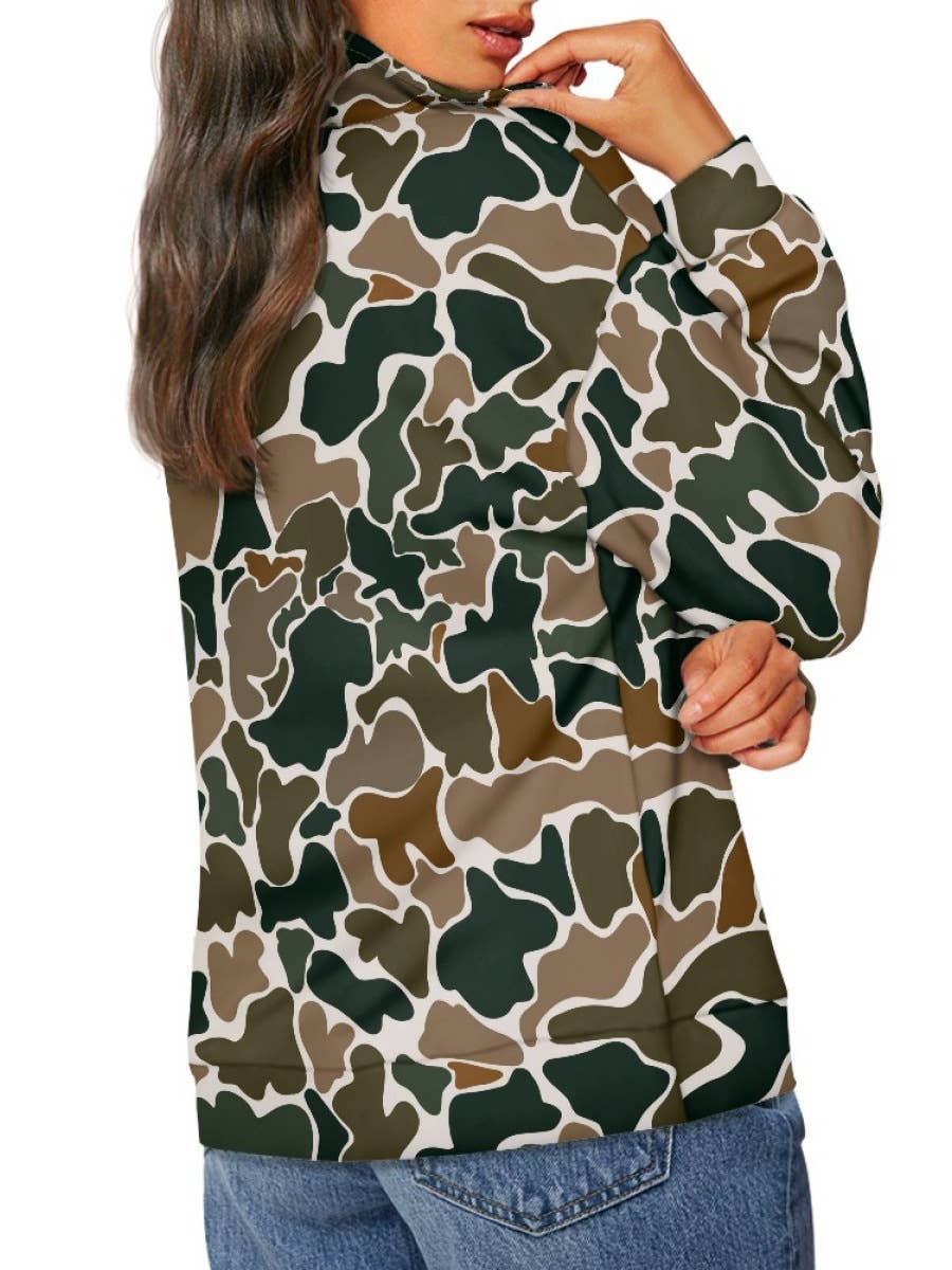 Hunting Green camo quarter zip sweatshirt