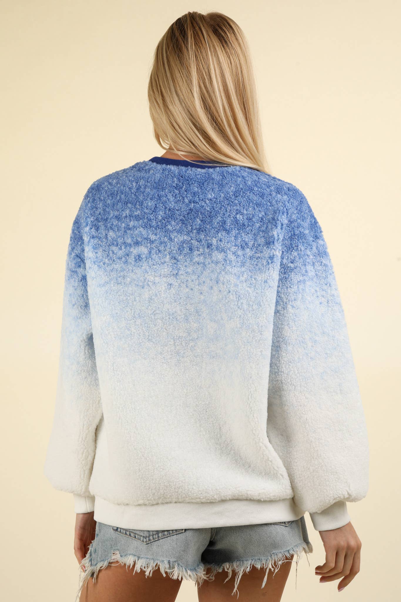Pink Soft Fleece Warm Cozy Ombre Oversized Sweatshirt