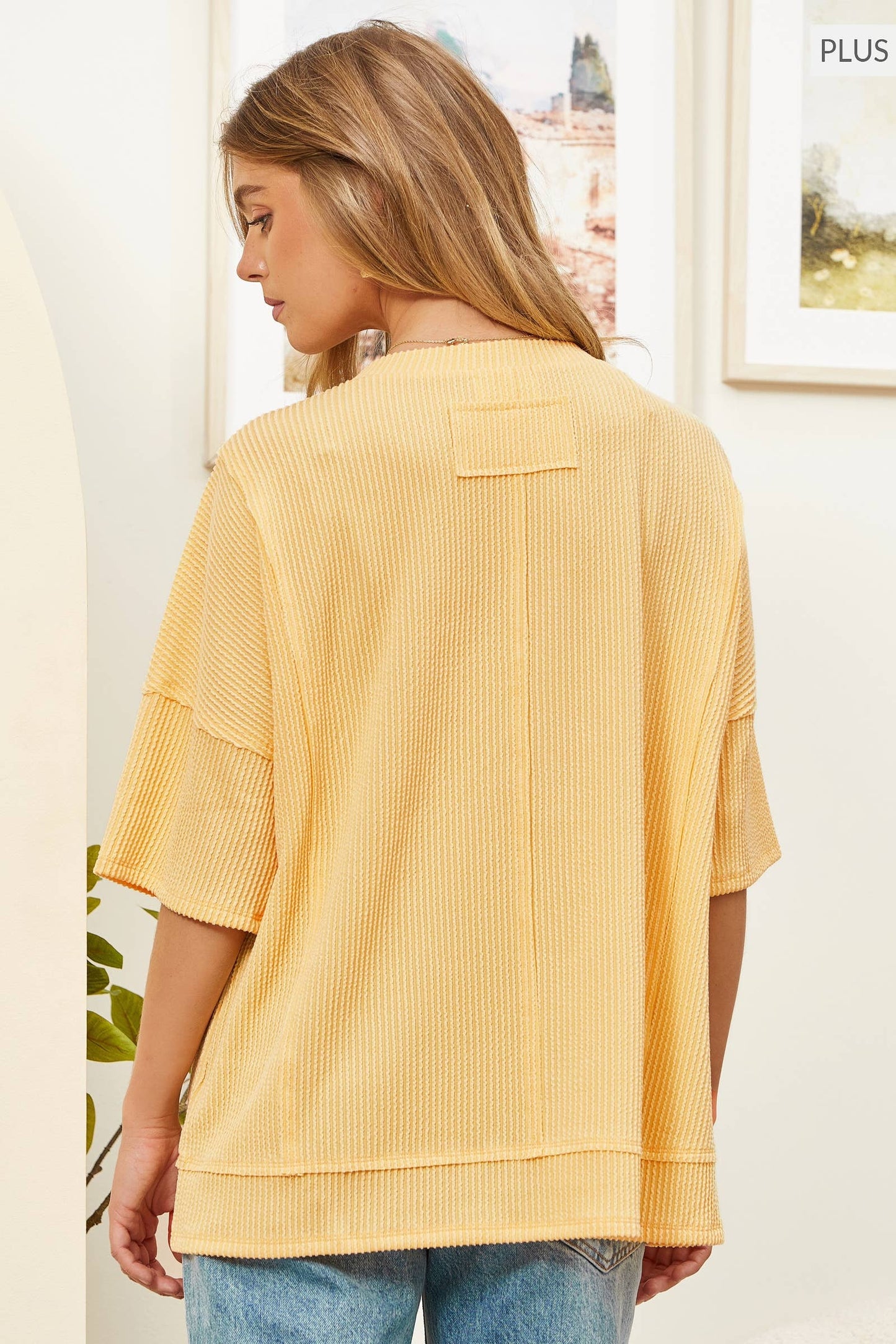 PLUS SIZE Half Sleeve Relaxed Pocket shirt White and peach