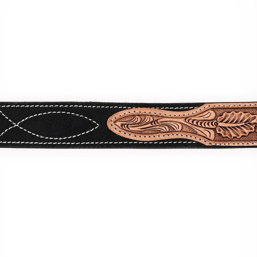 Hand Tooled Genuine American Suede Leather Belt Unisex