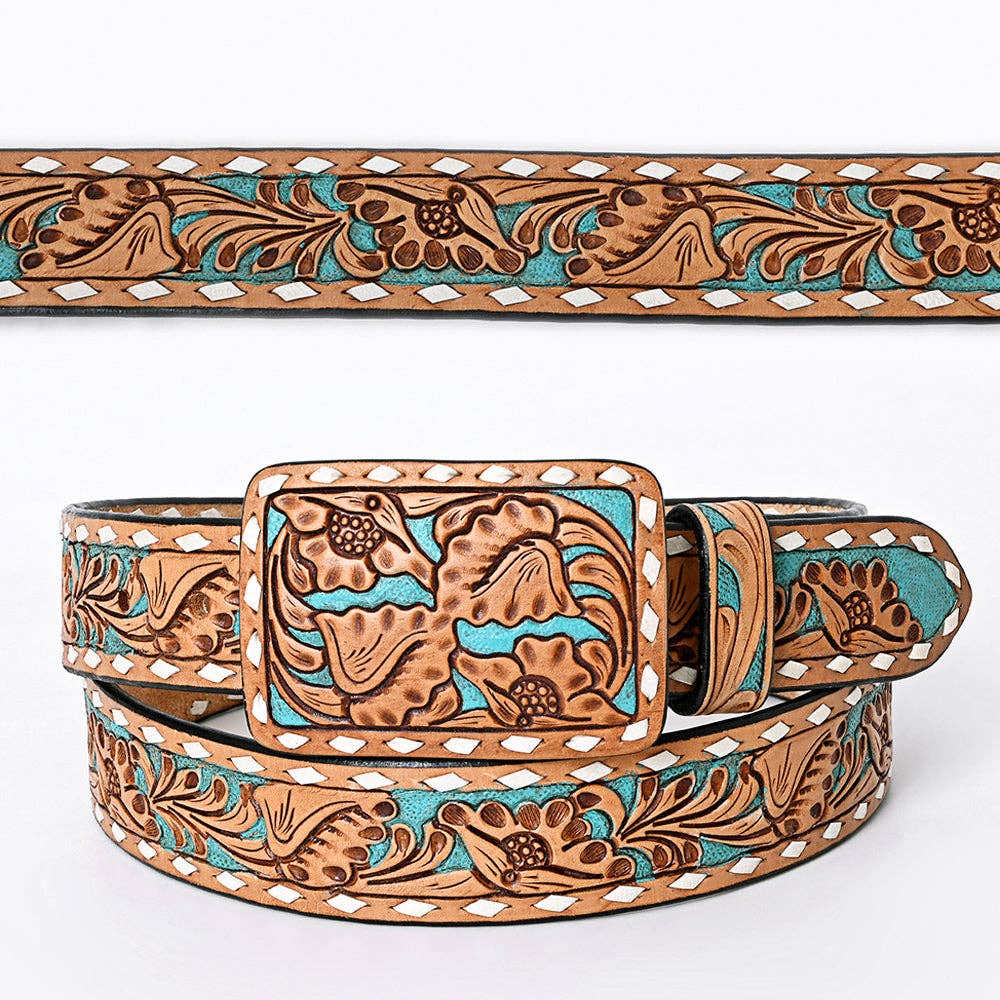 American Darling Turquoise Acorn Genuine American Leather Belt