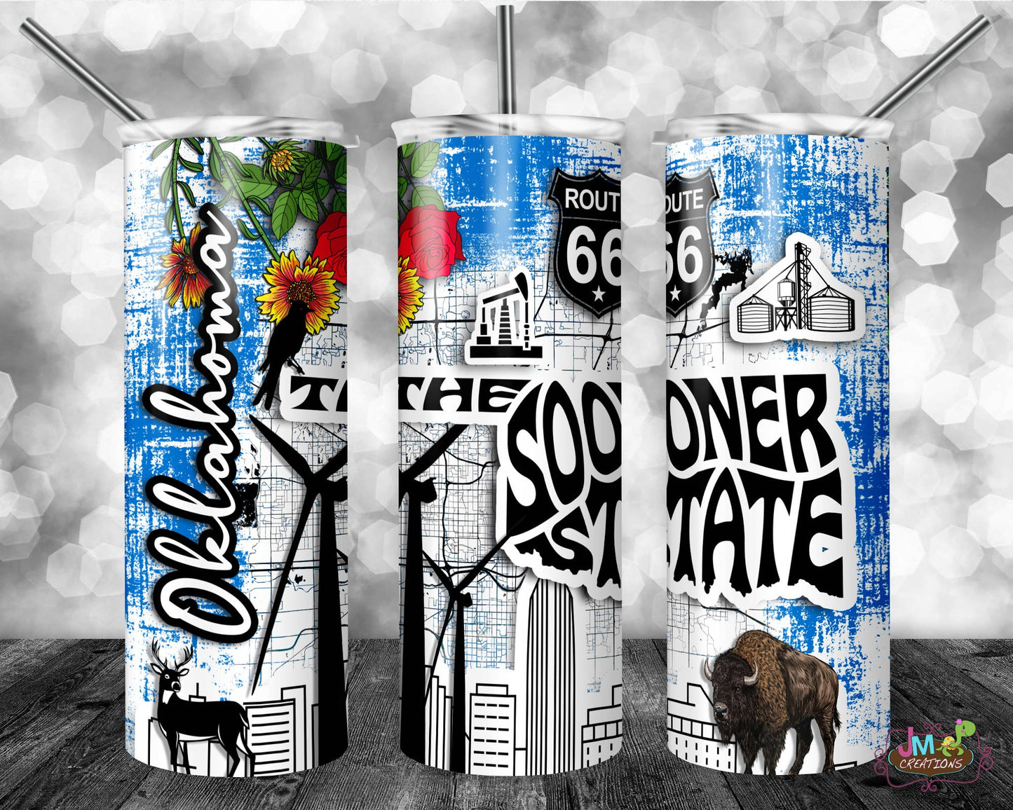 20oz Oklahoma State Tumbler with lid and straw