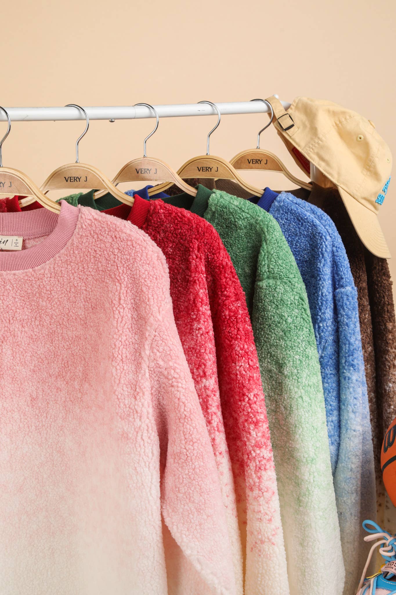 Pink Soft Fleece Warm Cozy Ombre Oversized Sweatshirt