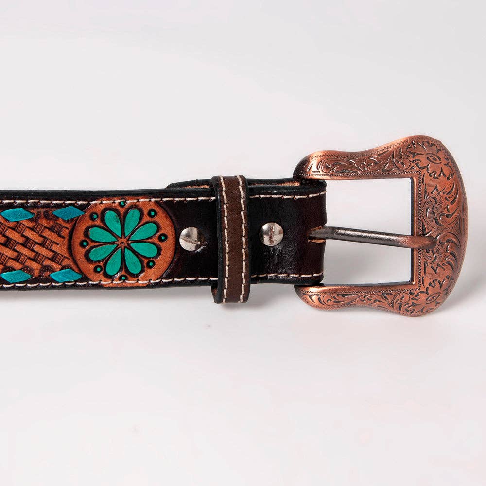 Hand Tooled Western Leather Belt Bar H