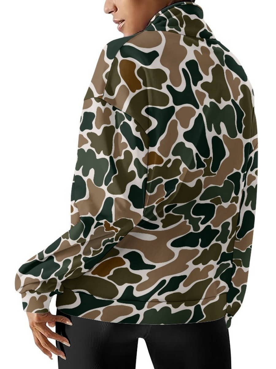 Hunting Green camo quarter zip sweatshirt