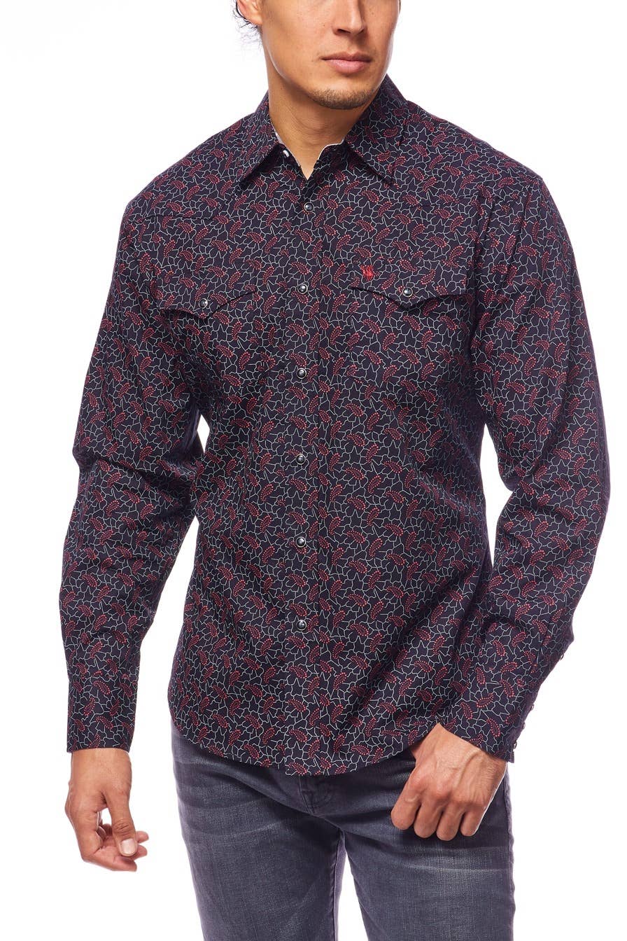 Brown and Blue Paisley Men's Western Shirt