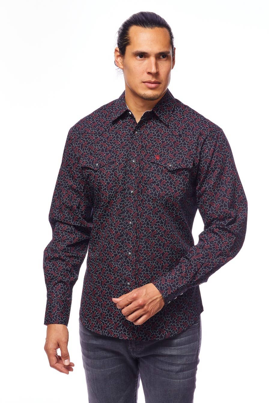 Brown and Blue Paisley Men's Western Shirt