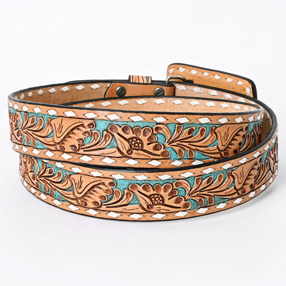 American Darling Turquoise Acorn Genuine American Leather Belt