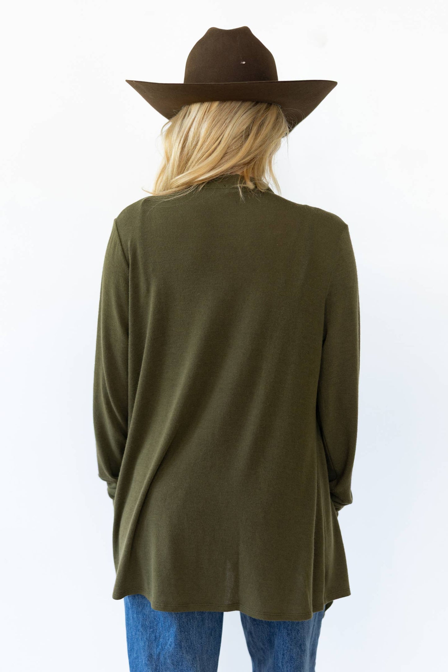Soft Drape Open Front Chocolate Brown Cardigan