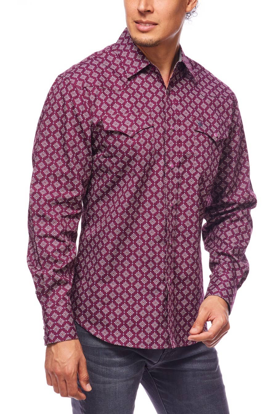 Brown and Blue Paisley Men's Western Shirt