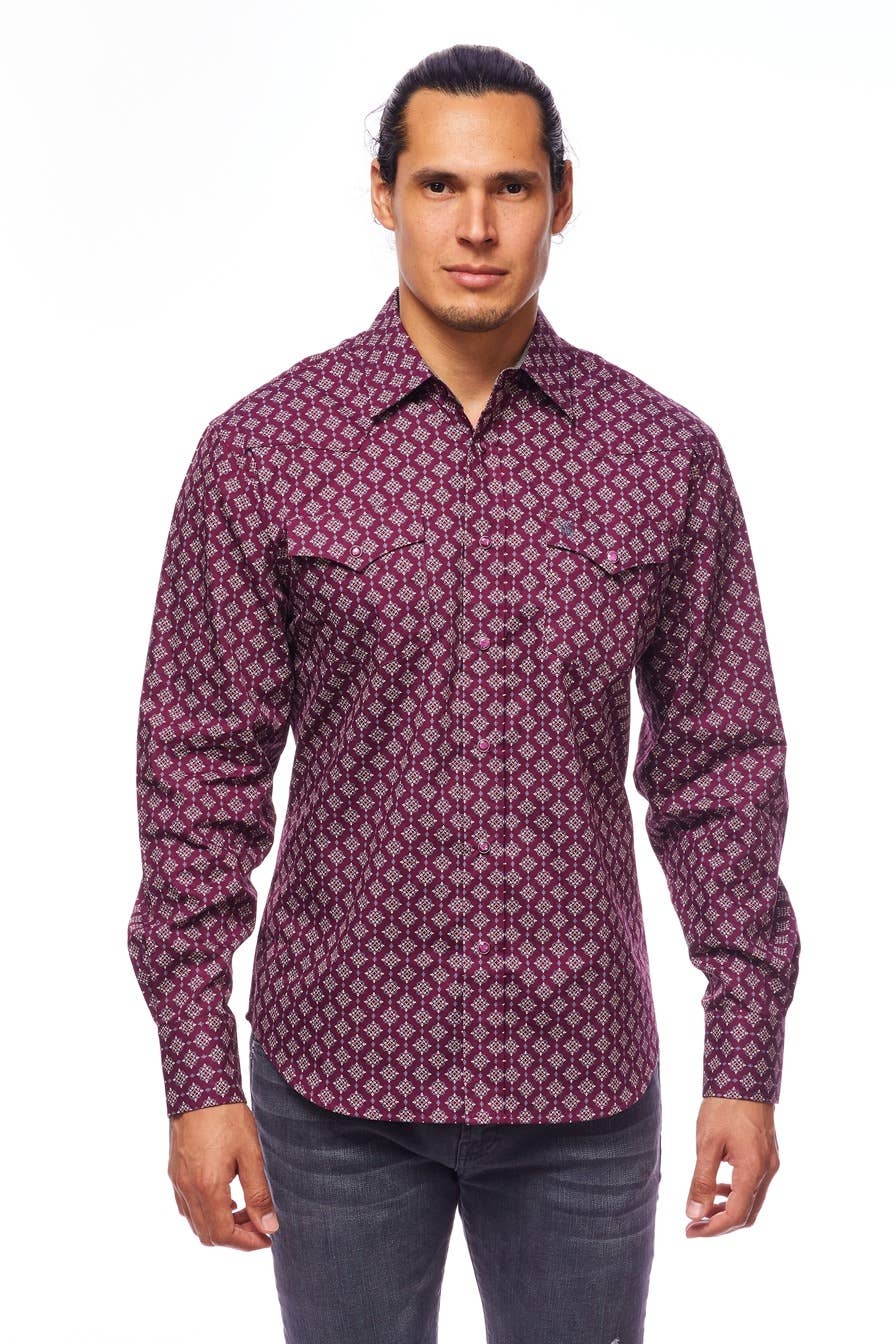 Brown and Blue Paisley Men's Western Shirt
