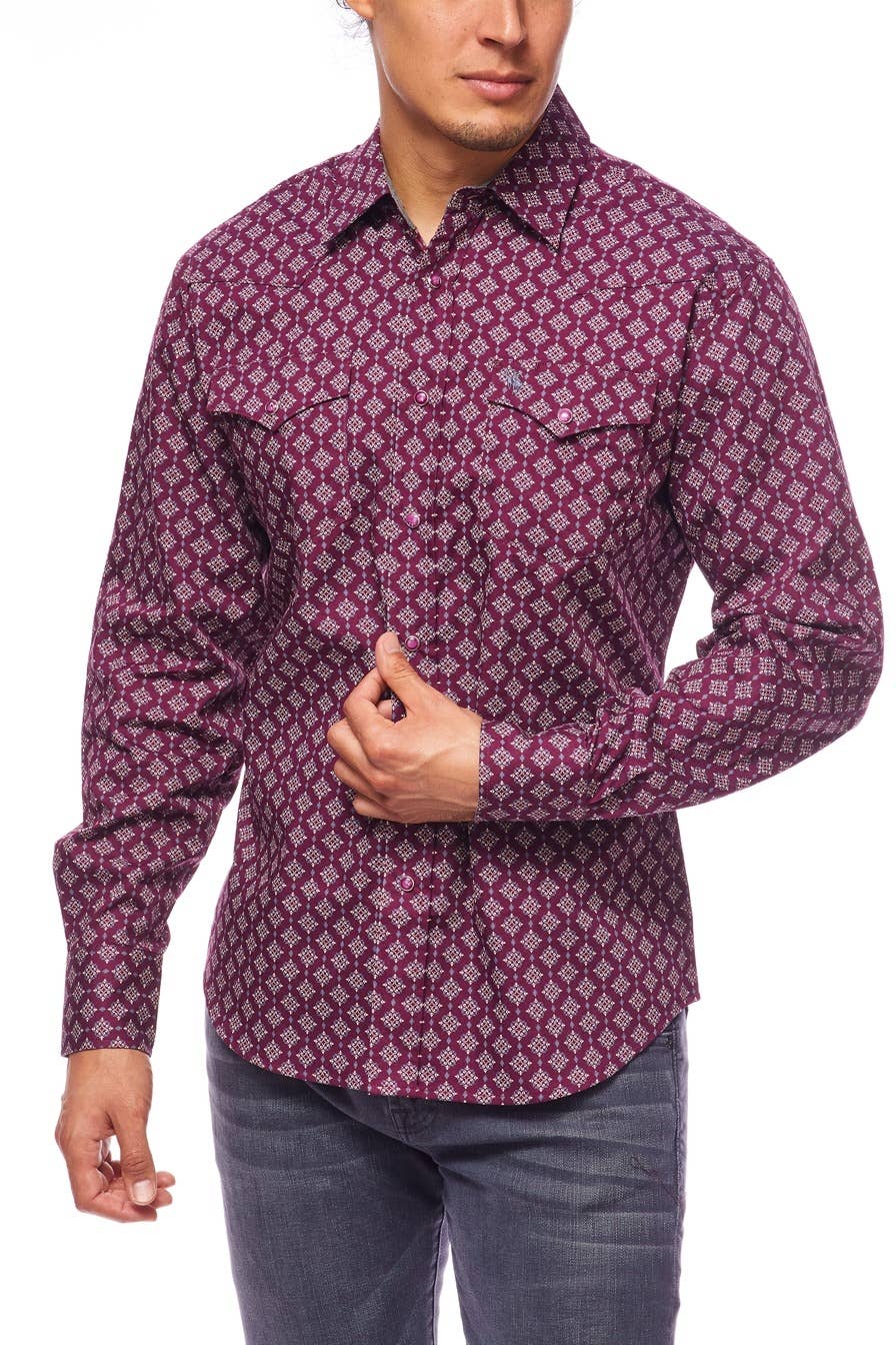 Brown and Blue Paisley Men's Western Shirt