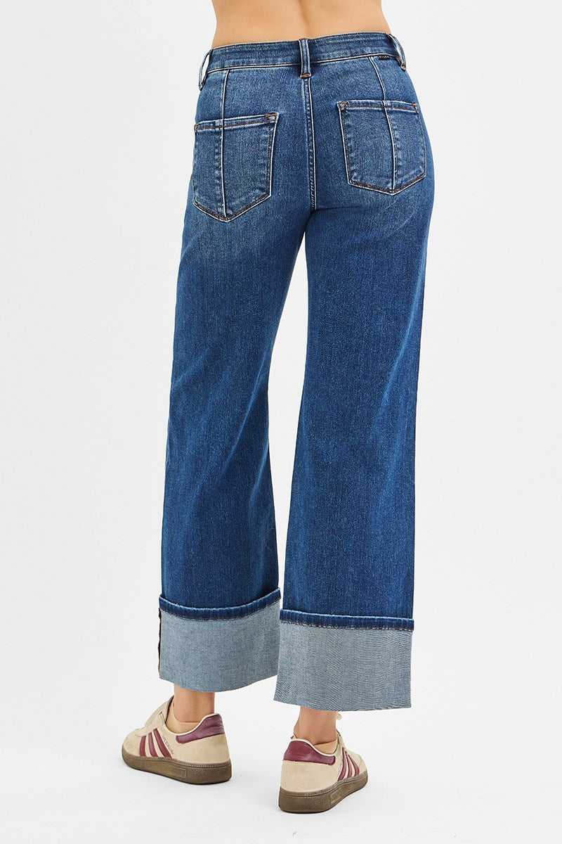 Risen Jeans Seam Front Pocket Cuff Button Fly