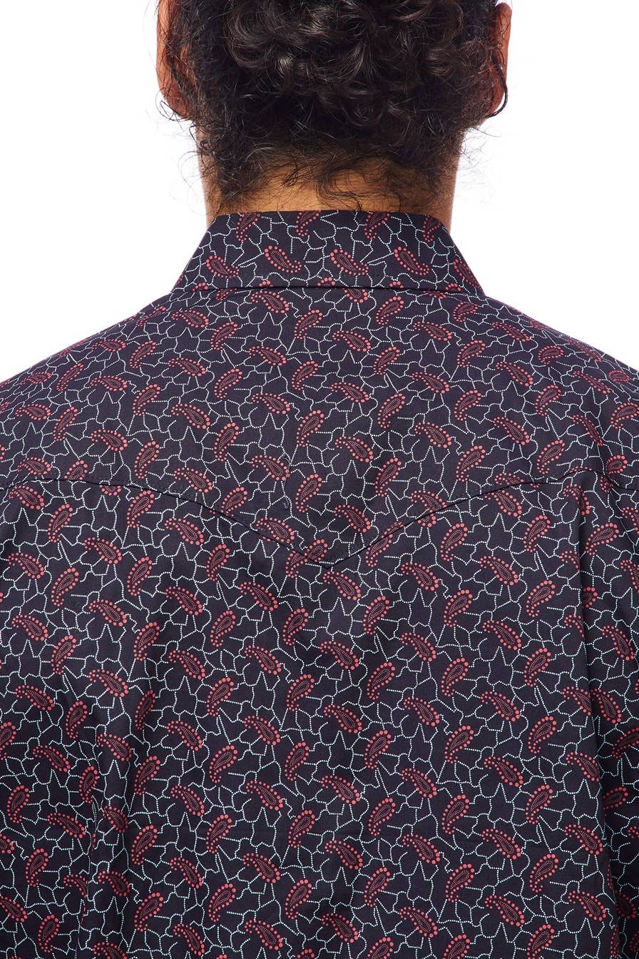 Brown and Blue Paisley Men's Western Shirt