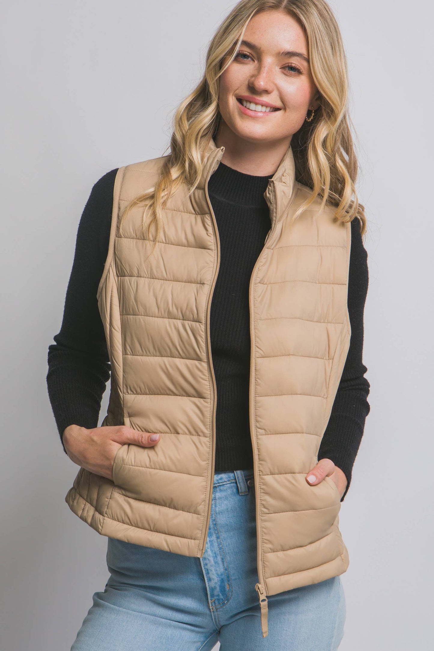 Ultra Lightweight Padded Puffer Vest w/ Pouch
