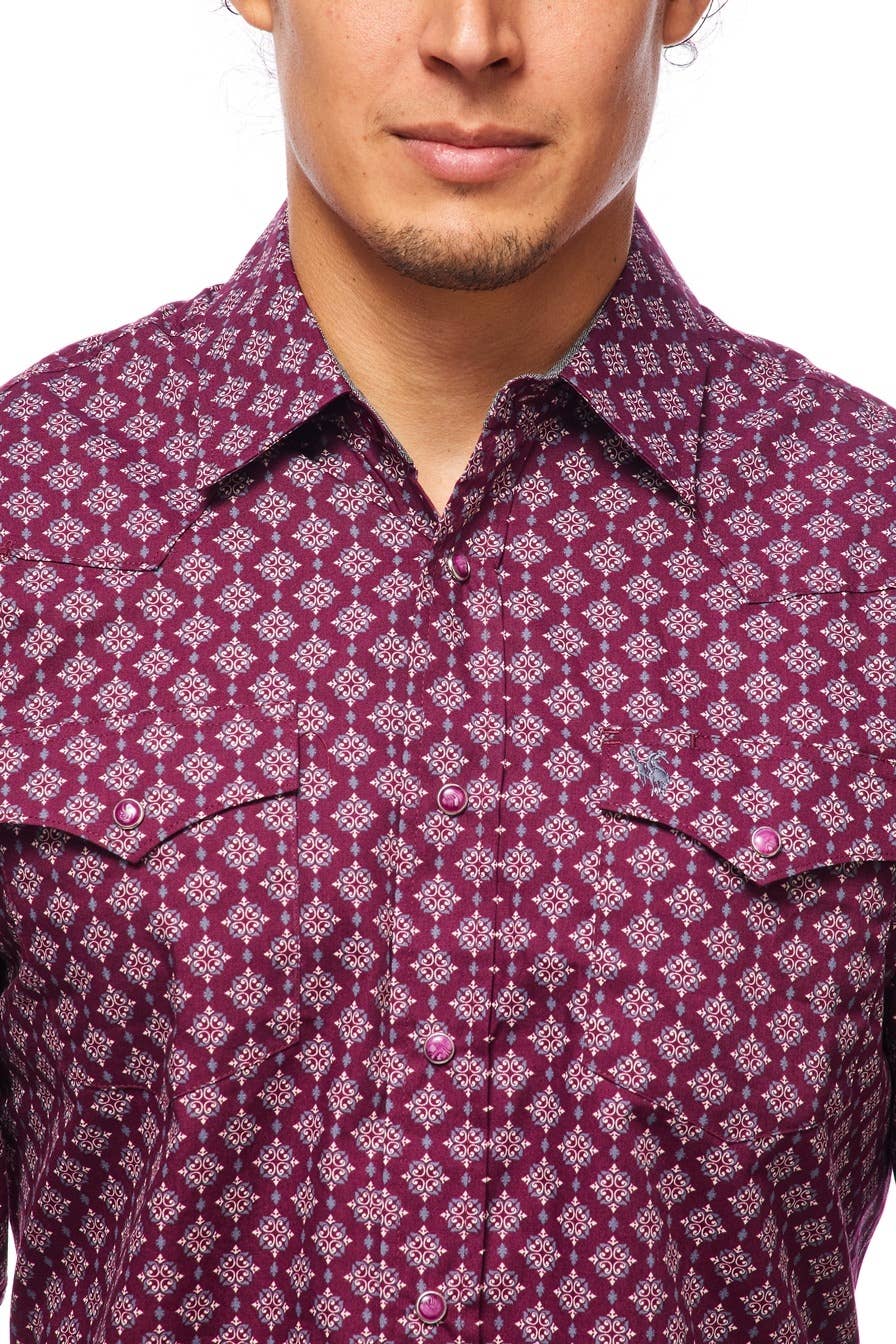 Brown and Blue Paisley Men's Western Shirt