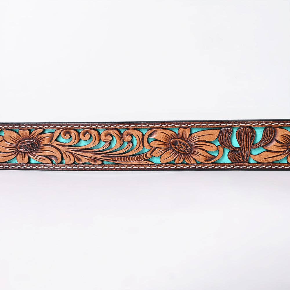 Men & Women Genuine American Leather Belt Brown Hand Tooled