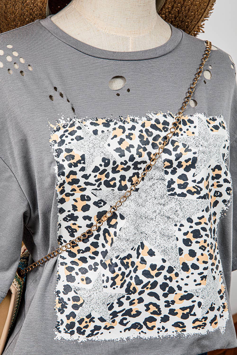 Western Stars Leopard Graphic Distressed Tee