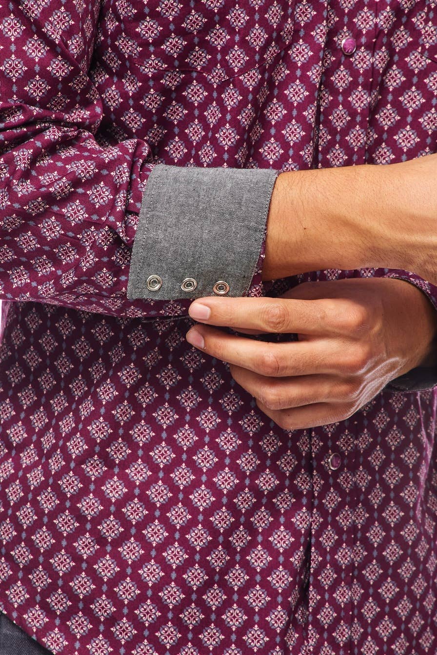 Brown and Blue Paisley Men's Western Shirt