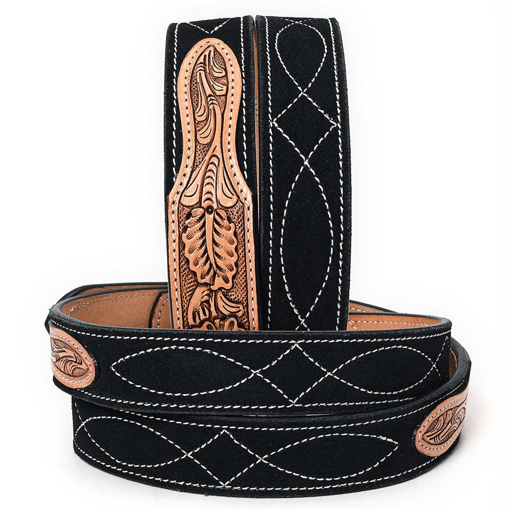 Beautifully Hand Tooled Genuine American Darling Suede Leather Belt Men and Women