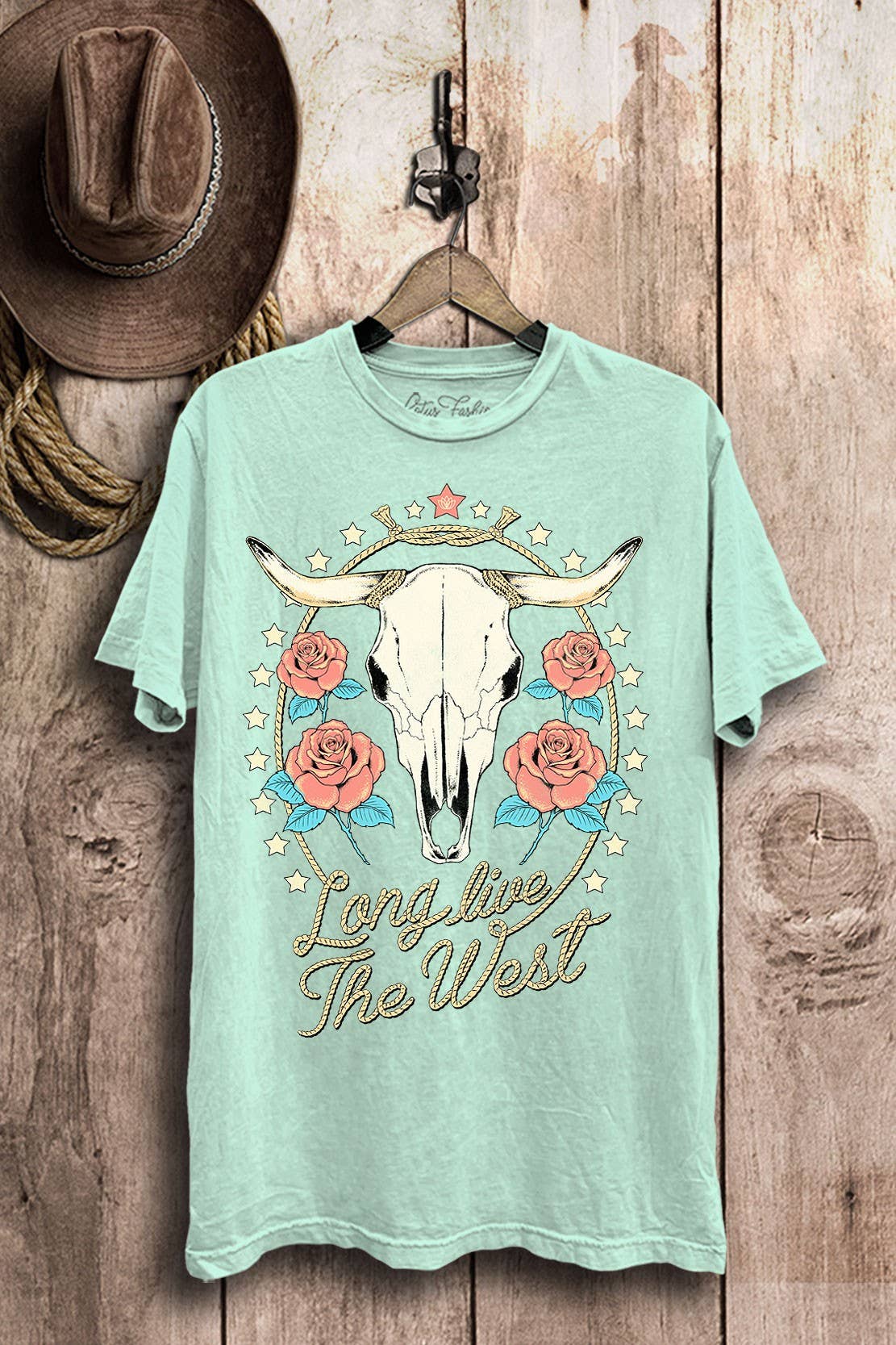 Long Live The West Cow Skull Graphic Top