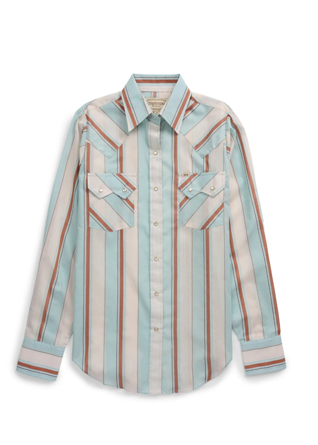 Women's Cowboygirl Vintage Turquoise Stripe Granddaddy Snap Shirt