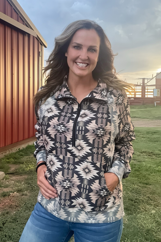 Canyon Echo Brown Aztec Pullover