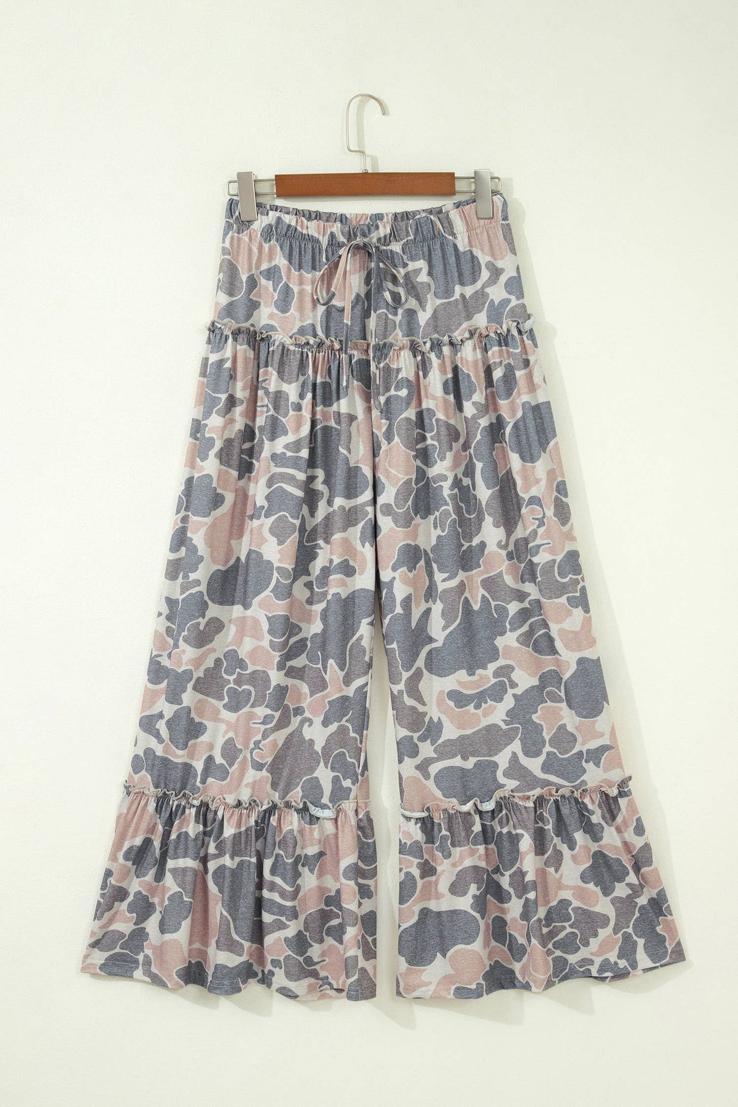 Western Leopard/camo Print Frilled Detail Drawstring Pants