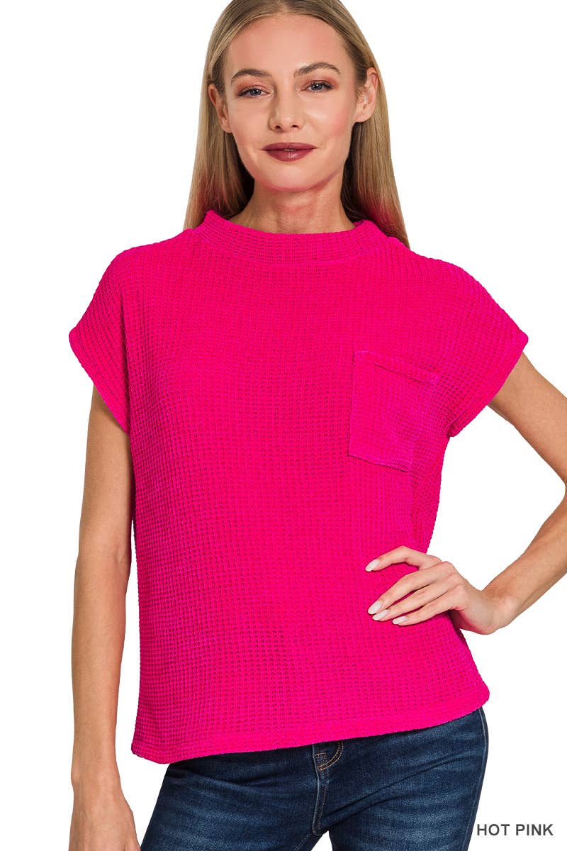 Chenille Waffle Short Sleeve Sweater