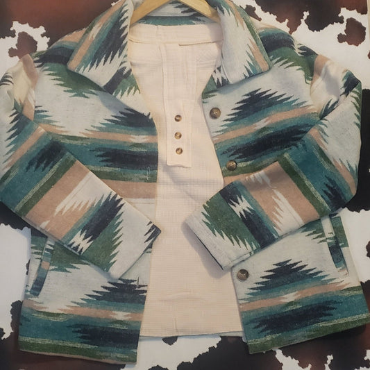 Cowgirl Up Green Aztec Jacket