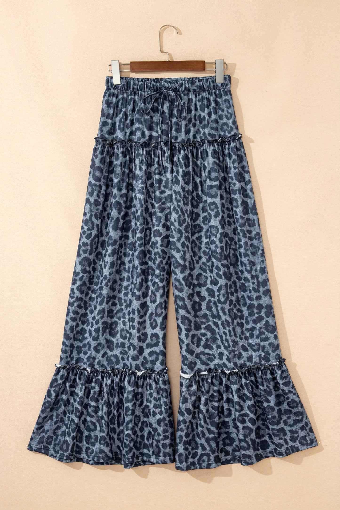 Western Leopard/camo Print Frilled Detail Drawstring Pants