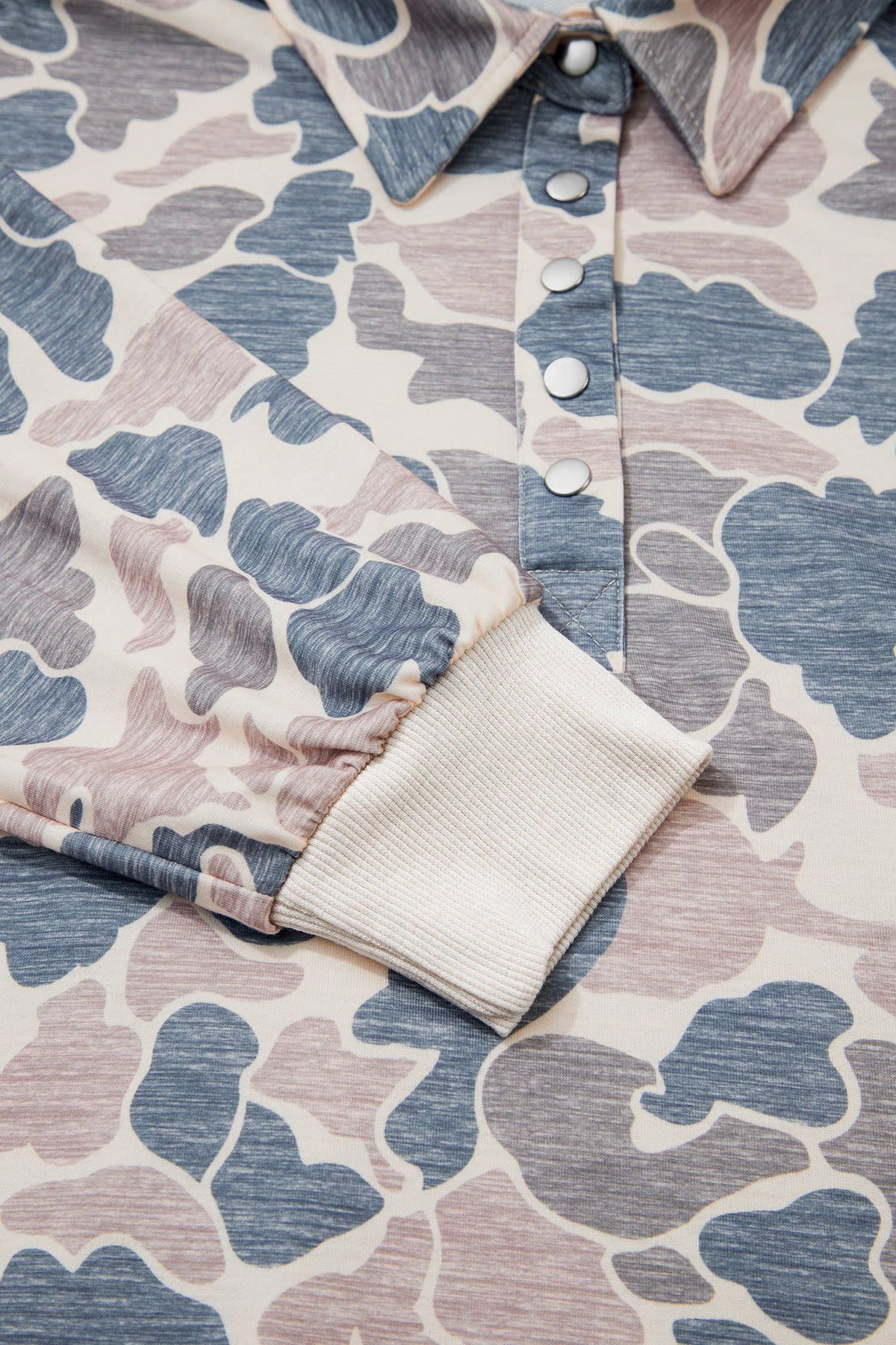 Casual Camouflage Collar Pullover Sweatshirt
