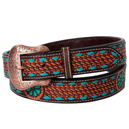 Hand Tooled Western Leather Belt Bar H