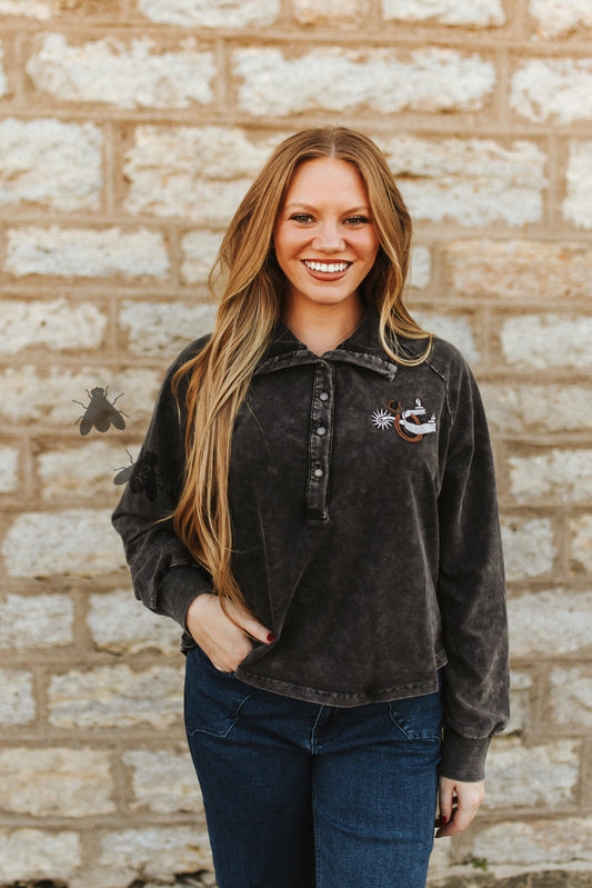 ROWEL 'EM UP PULLOVER *CHARCOAL