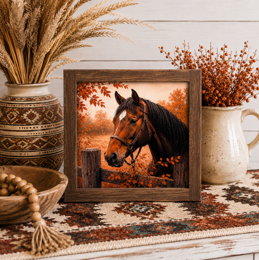 Country Stable Farmhouse Horse Framed Wood Sign decor 