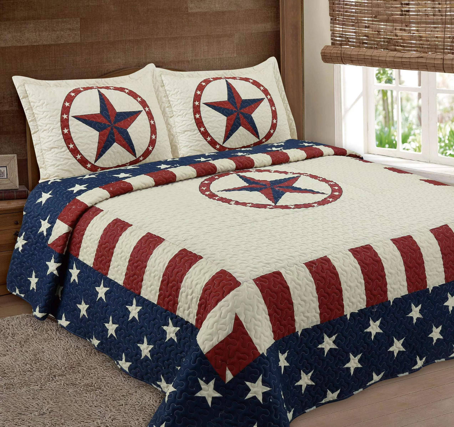 American Flag 3pc Bedspread Quilt