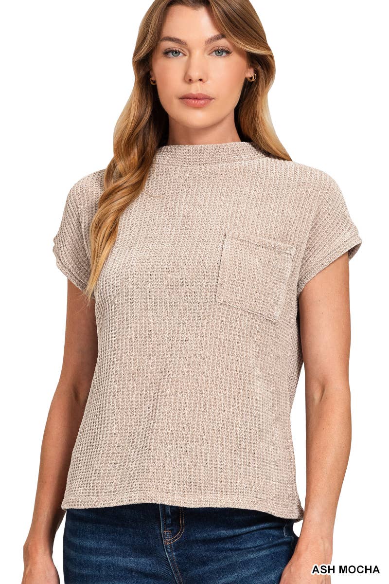 Chenille Waffle Short Sleeve Sweater