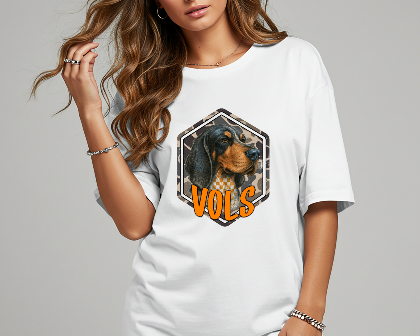 Smokey VOLS Camo Graphic Tee - Tennessee Game Day Shirt - Gildan Unisex Fit Boutique Football Tee