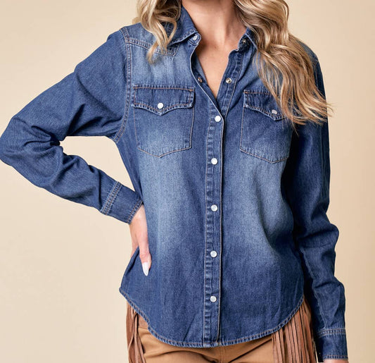 WESTERN DK WASH SNAP BUTTONS  DENIM SHIRT