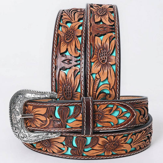Men & Women Genuine American Leather Belt Brown Hand Tooled