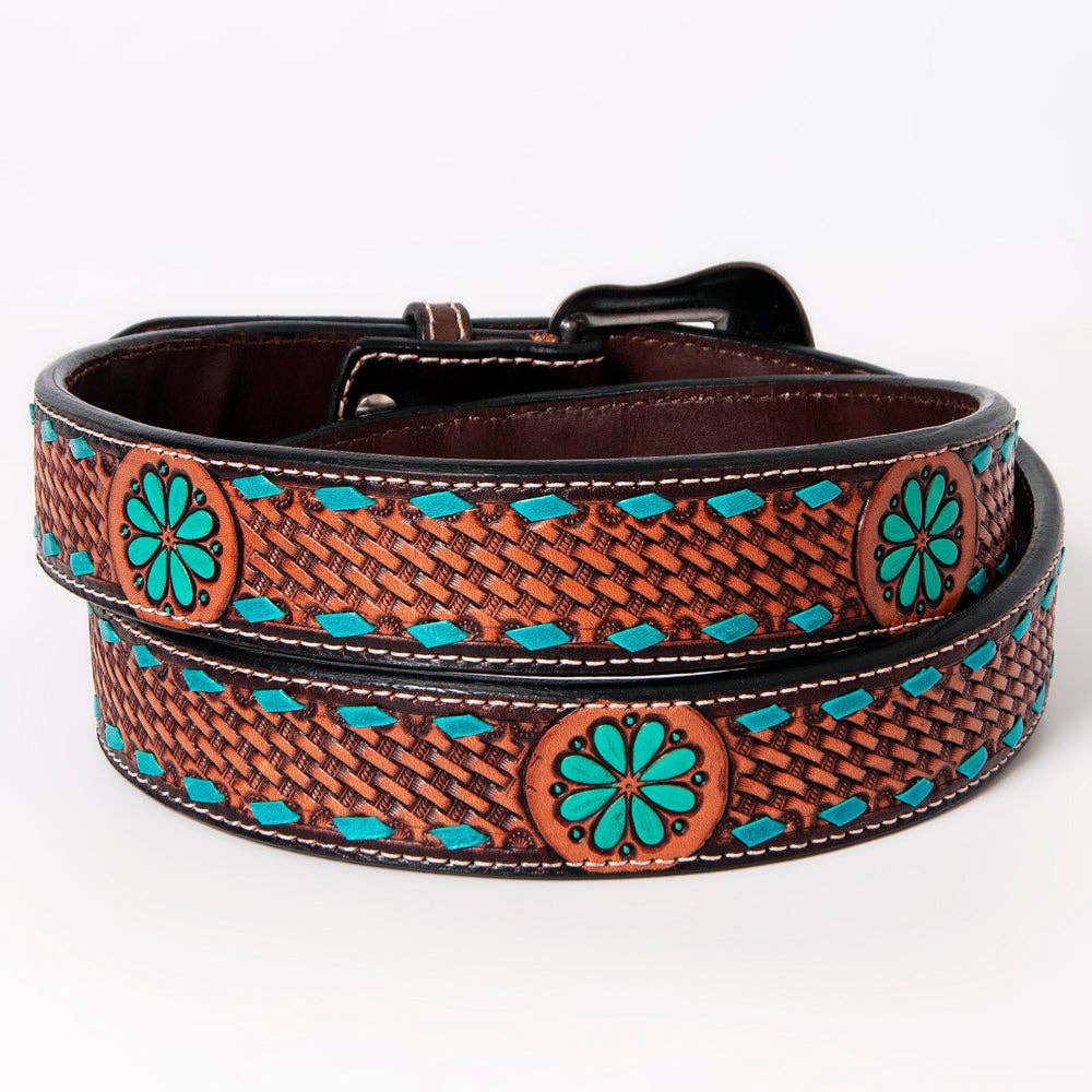 Hand Tooled Western Leather Belt Bar H