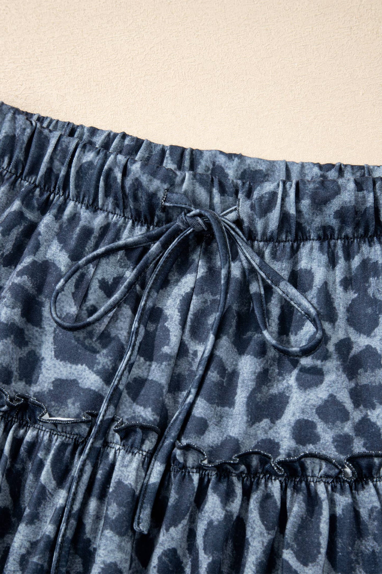 Western Leopard/camo Print Frilled Detail Drawstring Pants