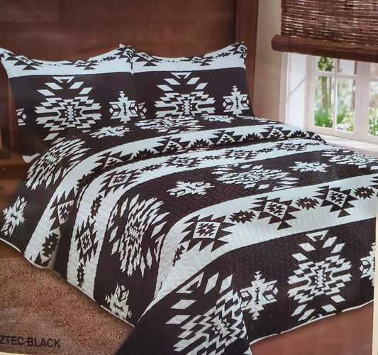 Black & White Navajo 3pc Bedspread Set