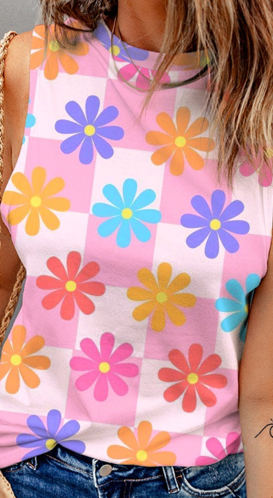 Pink Flower Squared Top