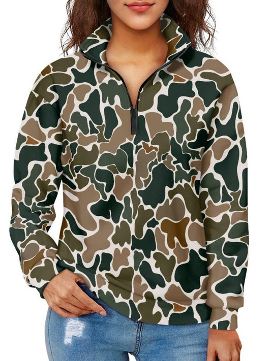 Hunting Green camo quarter zip sweatshirt