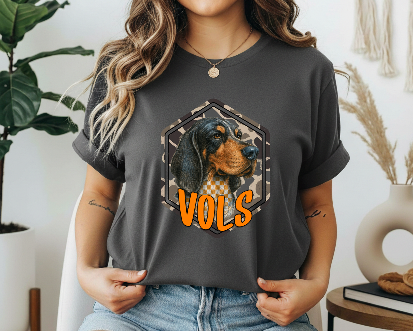 Smokey VOLS Camo Graphic Tee - Tennessee Game Day Shirt - Gildan Unisex Fit Boutique Football Tee
