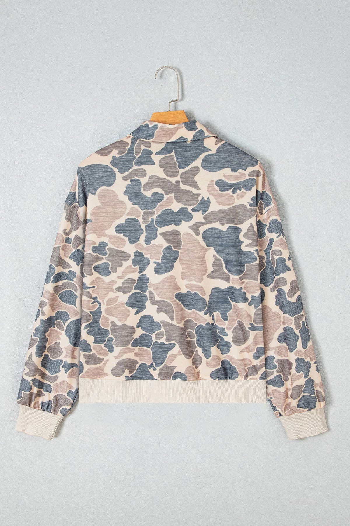 Casual Camouflage Collar Pullover Sweatshirt