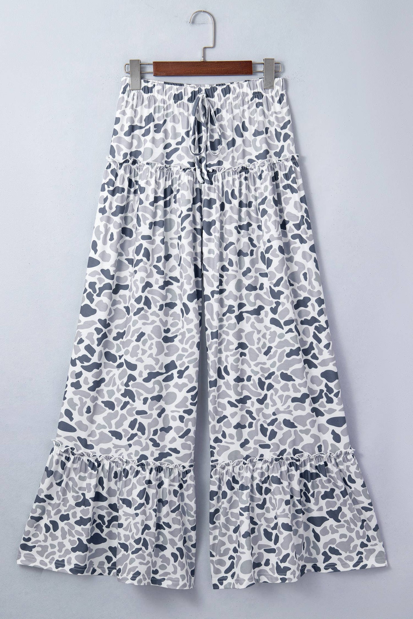 Western Leopard/camo Print Frilled Detail Drawstring Pants