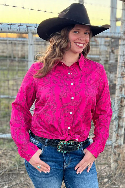 Boot Scootin Pink Pearl Snap Shirt