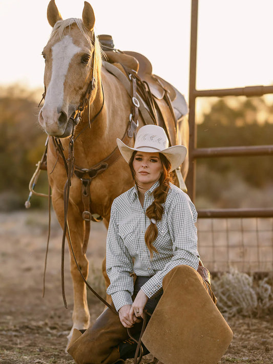Ely Cattleman Women's Cowboygirl Sage Brush Gingham Snap Shirt
